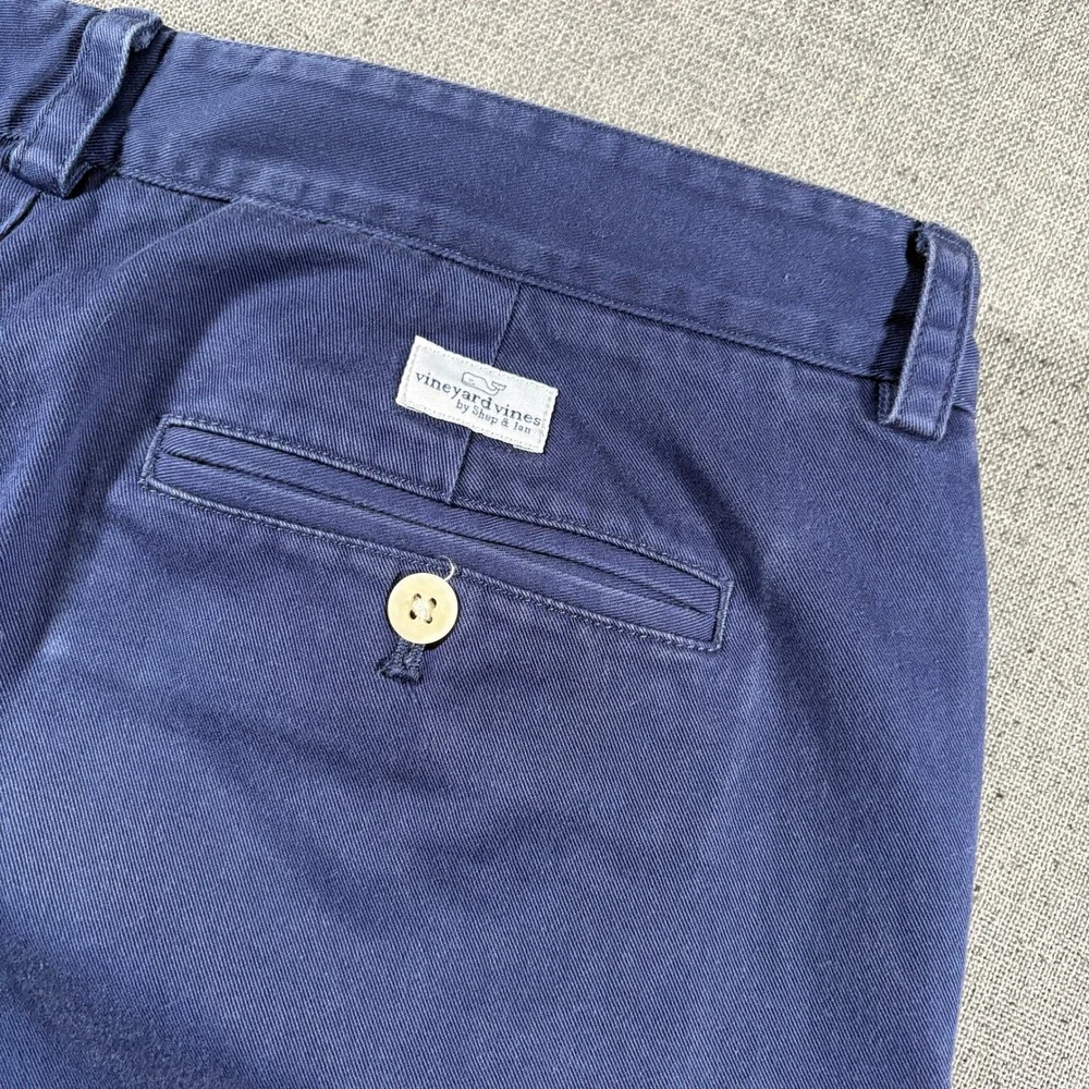 Vineyard Vines Chino Pants Mens 34x34 Navy Blue Cotton Twill 1P0131 Flat Front